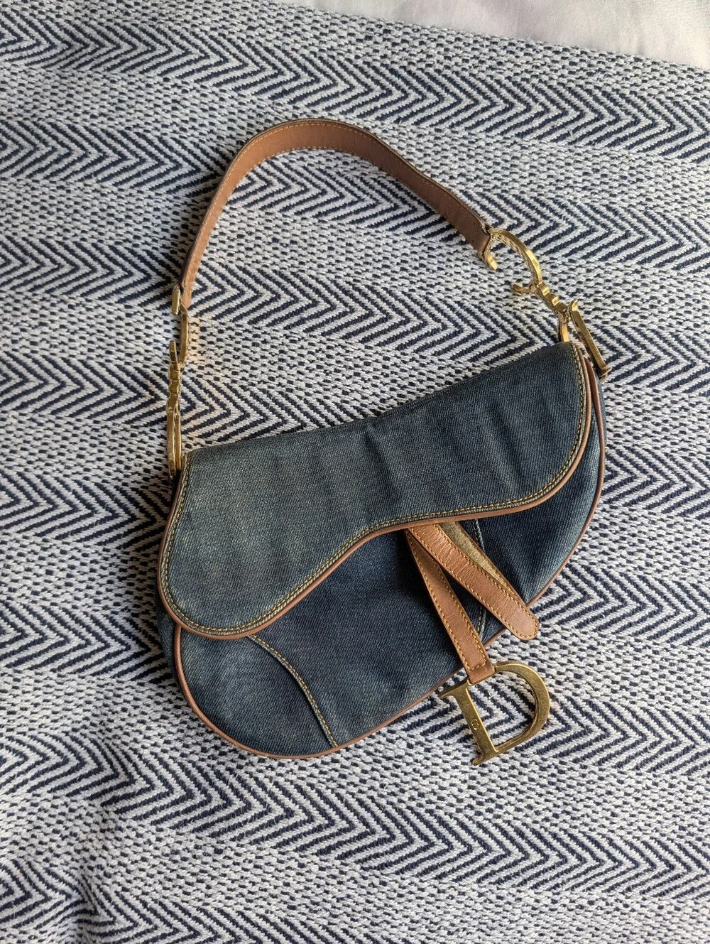 Vintage Christian Dior Denim Saddle Bag